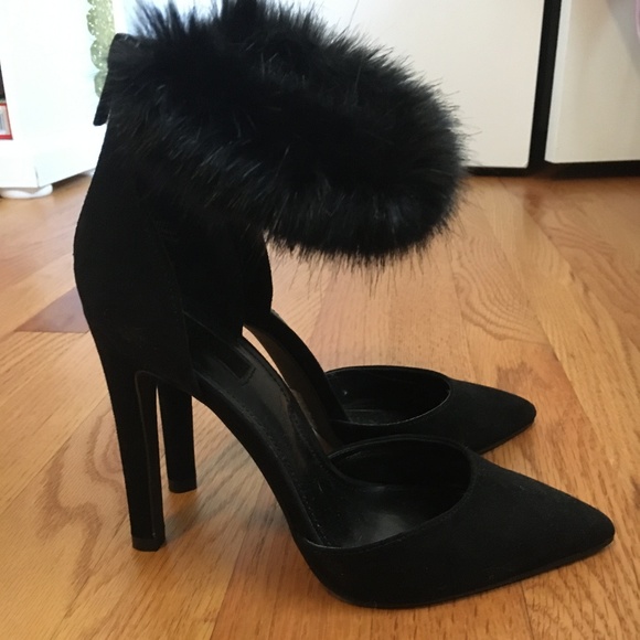 Black Furry Heels - Picture 3 of 3